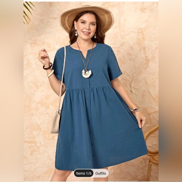 NWOT Emery Rose Blue Cotton Dress Sz 3XL (18) - Picture 1 of 8